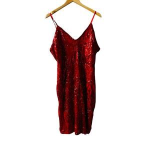 Talent Red Sequin Spagetti Strap Dress Size 3X NWT